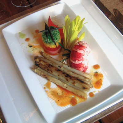 Laurence Craig Catering's roasted Maine lobster with vanilla and white asparagus with opal basil and almond oil