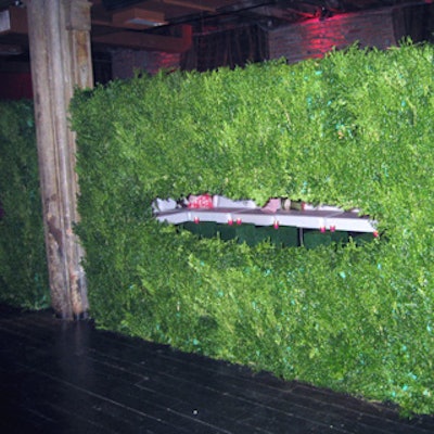 Two long hedges divided the space, with cut-out rectangles spaced throughout, so guests could see what was going on, on the other side.