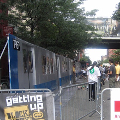 Metal Man Ed fabricated subway car mockups for graffiti artists to spray-paint for the launch of Marc Ecko's video game Getting Up: Contents Under Pressure.