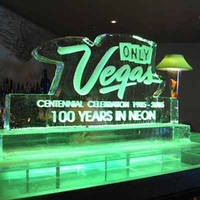 The Ice Man supplied an ice sculpture with a glowing green inscription for the Las Vegas Convention and Visitors Authority's client-appreciation party at DNA Lounge.