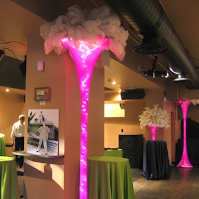 Decor & More used colourful lighting to create a festive atmosphere to suit the party's birthday-bash theme.