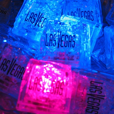 Coloured Litecubes-brand plastic ice cubes carried the inscription 'Las Vegas' and were free for the taking at the end of the night.