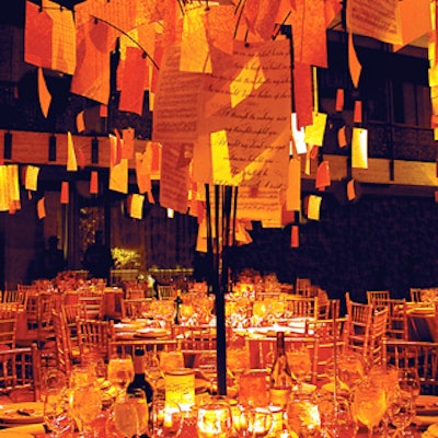 Red, white, and gold-toned leafs comprised massive canopies that soared 10 feet above the tabletops.
