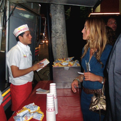 An In-N-Out Burger truck served guests in front of the Stuff magazine style awards party at the Hollywood Roosevelt hotel.