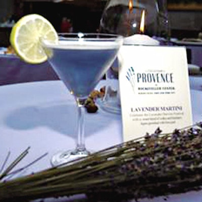 Lavender martinis—lavender-colored, but blueberry-flavored—were served at the cocktail reception at the Rink Bar.