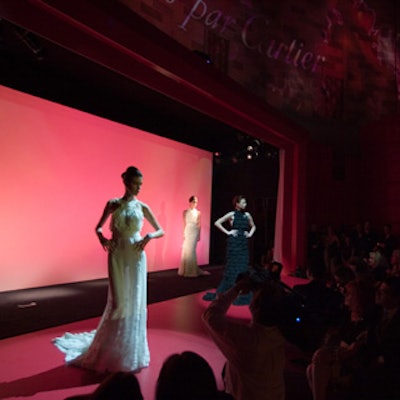 Evening wear-clad models showed off the jewelry collection.