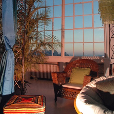 At Club Med’s party to promote upgrades to and expansions of its properties, Jes Gordon Proper Fun created beach-evocative seating areas.