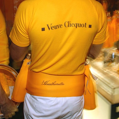 Downtown label Heatherette outfitted the male waitstaff in holsters made from Veuve Clicquot’s new Ice Jacket bottle.