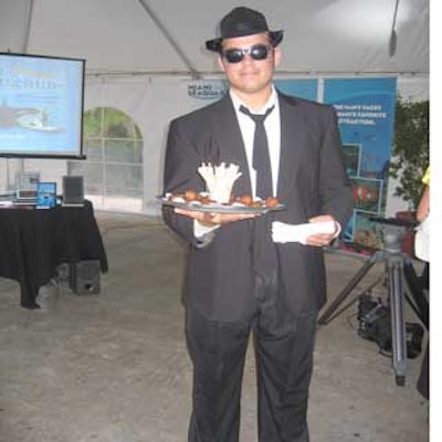 For the 50th anniversary of the Miami Seaquarium, waiters dressed like the Blues Brothers characters to fit the Blues on the Bay theme.