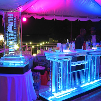 An ice bar that said 'Edison' and an ice sculpture inscribed with the Toronto International Film Festival's logo, both from Iceman, helped dress up the festival's closing night party at Harbourfront Centre.