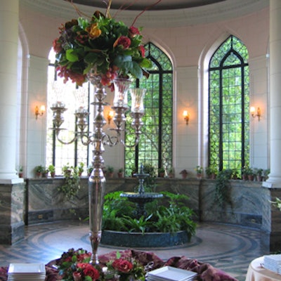 Floral arrangements added colour in the already lush conservatory.