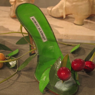 A pair of green high heels designed by Manolo Blahnik were included in the installation.