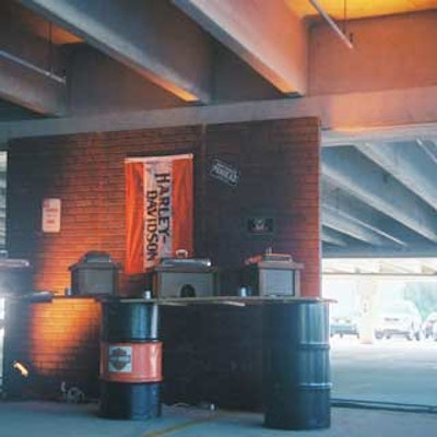 The makeshift buffet station was made from two fuel drums and wood planks.