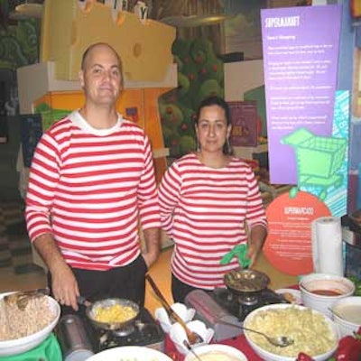 Food servers dressed as gondoliers represented Italy at the event's pasta station.