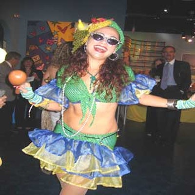 A Carmen Miranda impersonator wiggled through the museum's galleries, shaking her maracas.