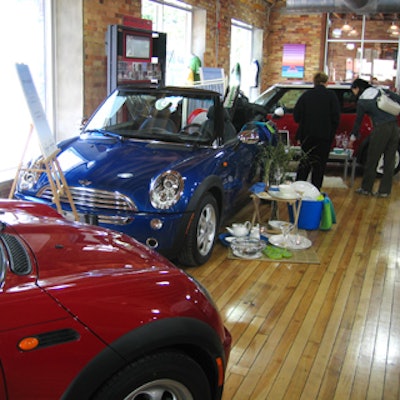 The loft-style Mini dealership gave a modern look to the classic vibe.