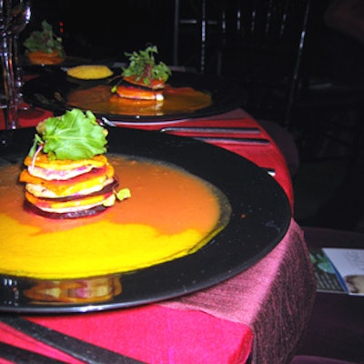 The Cleaver Company served an organic three-course meal, starting with a fall vegetable napoleon.