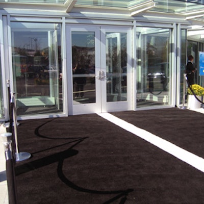 A subtle nod to the auto industry was the black carpeting at the building's entrance, which resembled a highway.