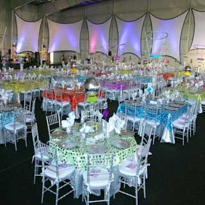 A hangar at the Stuart Jet Center was transformed into a playful dining room for Martin Memorial Foundation's annual Chrysanthemum Ball.