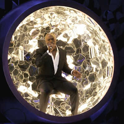 Singer Seal emerged from the giant ornament to serenade the crowd.