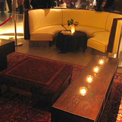 A white leather sofa from Musik spruced up the candlelit V.I.P. area.