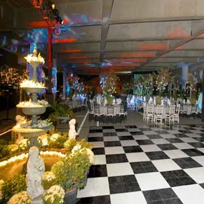 A cascading fountain helped transform the museum's parking lot into a garden.