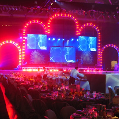 Mandell Entertainment Group lit the stage with bright colours and psychedelic patterns meant to suggest the 60's.