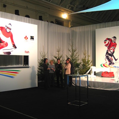 HBC?s iconic green, red, yellow, and blue stripes appeared on murals from McNabb Roick Events that depicted Olympic sports.