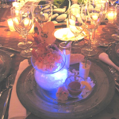 Lump crabmeat served in illuminated ice globes awaited diners in the main dining room.