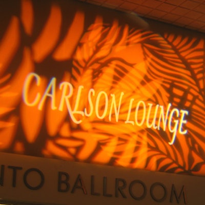 5th Element used projector equipment to emblazon the words 'Carlson Lounge' on one of the walls.