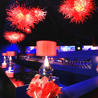 The light fixtures were comprised of red tentaclelike pieces.