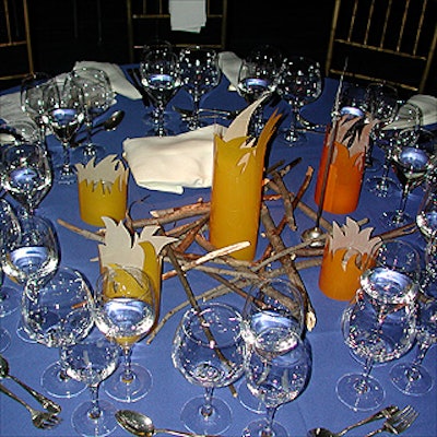 Each table at the Outward Bound benefit dinner featured a mock campfire, an inexpensive centerpiece designed by event chairwoman Candace Conard.