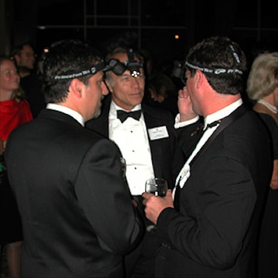 Head lamps, provided by Princeton Tec, made interesting accessories for guests in tuxedos.