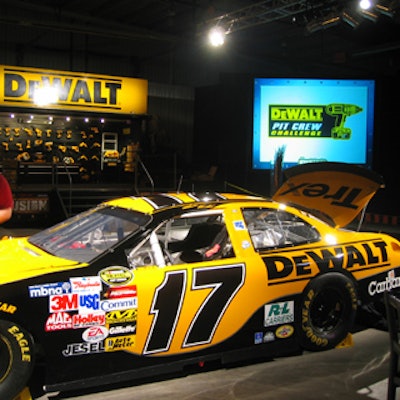 This Nascar race car, also painted DeWalt yellow and carrying the DeWalt name, was another promotional vehicle unveiled at the event.
