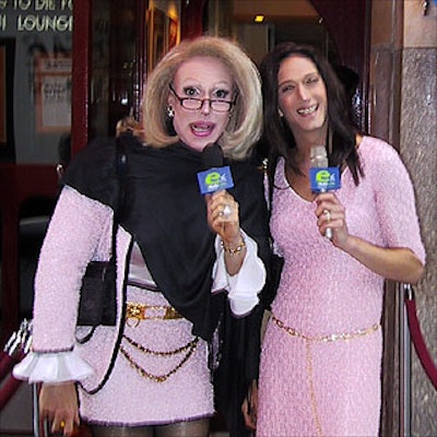 Outside the eYada Gossip Summit at Shelly's New York, guests were greeted by a faux Joan and Melissa Rivers (drag queens Hedda Lettuce and Jason Asher).