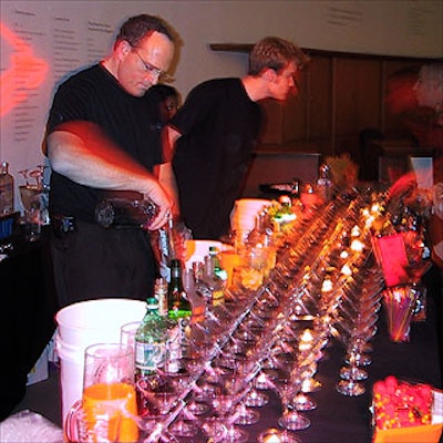 Absolut vodka provided a martini bar for the Solomon R. Guggenheim Museum's Halloween ball that featured a menu of 'brews' including the 'Absolut Trick,' 'Absolut Treat' and 'Absolut Cauldron,' all served in Absolut-logoed glasses.