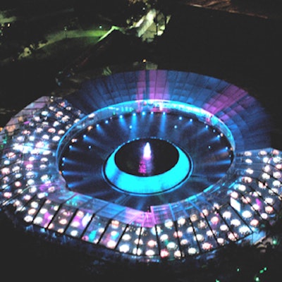 Guests of the National Foundation for the Advancement in the Arts' (NFAA) anniversary gala ate dinner beneath EventStar's custom-built circular tent.