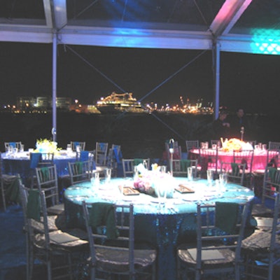 The clear walls of the circular dining tent gave guests unobstructed views of the bay.