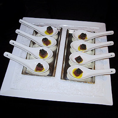 The presentation of the food served at Daniel, which included these tuna and caviar hors d'oeuvres, was beautiful.