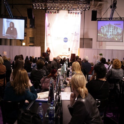 Contemporary Furniture Rentals outfitted the conference area with communal tables and bistro bar stools.