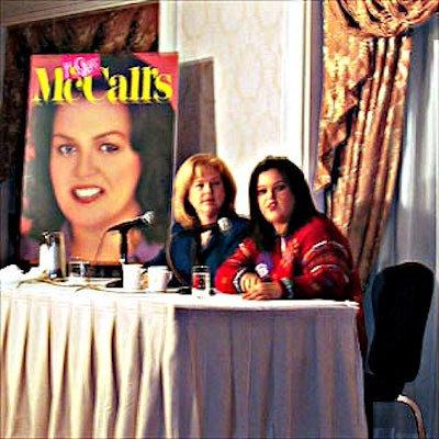 Rosie O'Donnell and Susan Ungaro, editor in chief of Family Circle, announced the relaunch of McCall's as Rosie's McCall's at a press conference at the Essex House. The magazine cover blowups were done in-house by G+J USA.