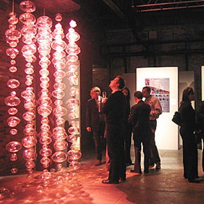 The standout display at Travel & Leisure's Design awards at the Cedar Lake Center was a chandelier of glass bubbles hung from the ceiling and lit to represent the 15,000 glass balls dangling in Mix in Las Vegas, recipient of the best restaurant award. The piece was custom-made in Venice and delivered specifically for the event.