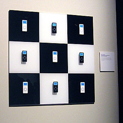 Aviva displayed the unmistakable iPod Nano on a black and white checkerboard.