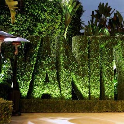 Outside Morton's for Vanity Fair's 2005 Academy Awards viewing dinner and after-party, a 30-foot-long myrtle topiary spelled out the mag's name.