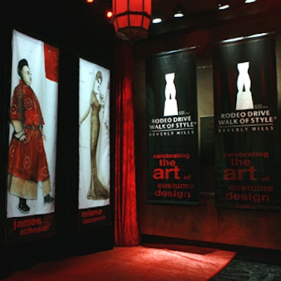 At the entrance hung eight-foot-high banners emblazoned with the honored designers' drawings.