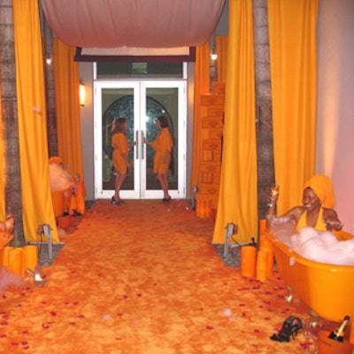 Orange was the color of the evening at the Veuve Clicquot Bubble Bath opening party for the South Beach Wine & Food Festival.
