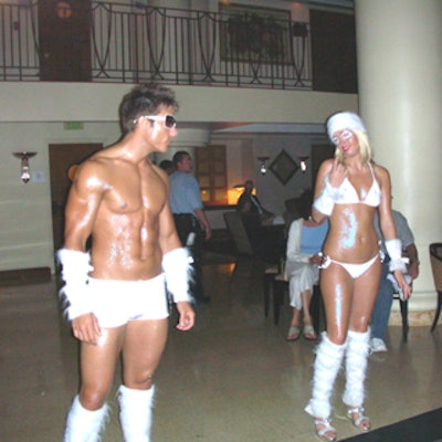 Hot-bodied models served as greeters welcoming guests to the indoor Belvedere after-party.