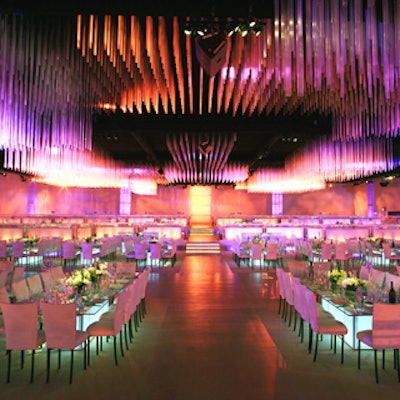 The Academy's Governors Ball at the Hollywood & Highland Center ballroom had a chic look with thousands of clear glass tubes suspended from the ceiling.