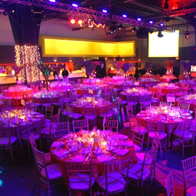 Westbury National Show Systems lit the dinner tables in hot pinks and reds.