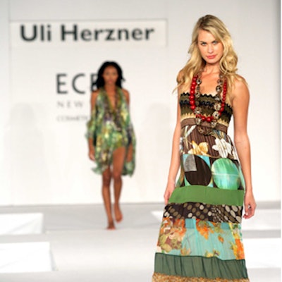 Designer Uli Herzner's collection had bold colored dresses with a Bohemian touch.